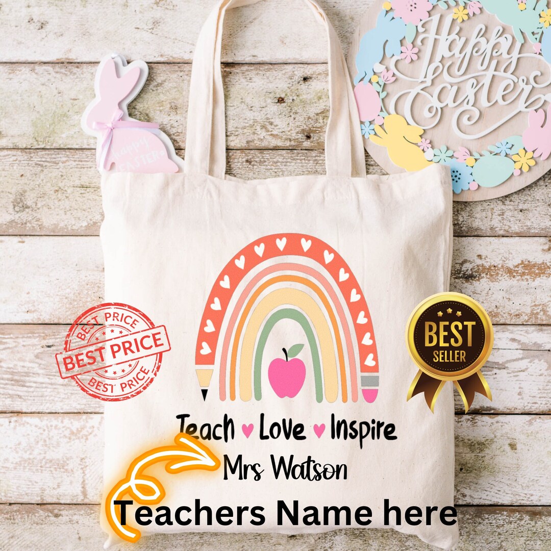 Personalized Teacher Tote Bag, Teacher Appreciation Gift, Teachers Gift ...