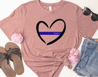 Blue Line Girlfriend Tshirt, Thin blue line shirt, Police girlfriend, blue line gift, unisex t-shirt, support police, first responder tee