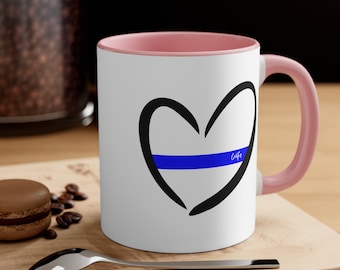 Blue Line Wife Coffee Mug 11oz, police wife cup, thin blue line wife, police coffee, cop java, wifey, back the blue mug, leo wife gift