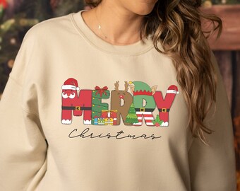 Merry Christmas Sweatshirt, Happy Holidays crewneck, Tis the Season, Santa Clause, Winter Wonderland, Mom sister grandma gift presents