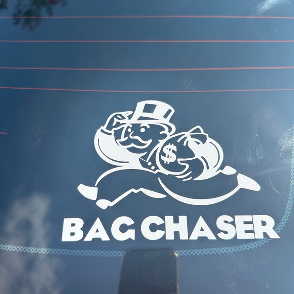 Monopoly Man Bag Chaser Decal, Money/cash decal sticker, money chaser motivational car/truck decal