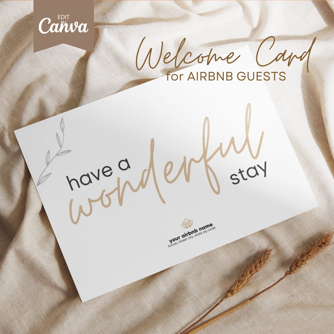 Airbnb Card Template, Modern Printable VRBO Greeting Card