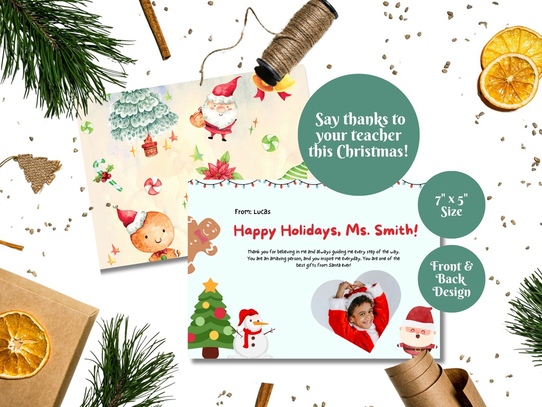 Teacher Christmas Gifts Printable Teacher Christmas Card - Etsy