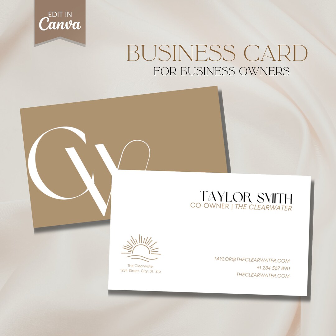 Business Card Template for Business Owner Elegant Printable Card Small ...