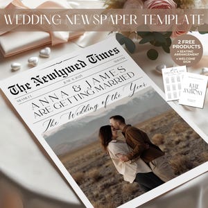 Wedding Newspaper Template Wedding Program Newspaper DIY Wedding Invitation Newspaper Template Wedding Booklet Canva Template Editable