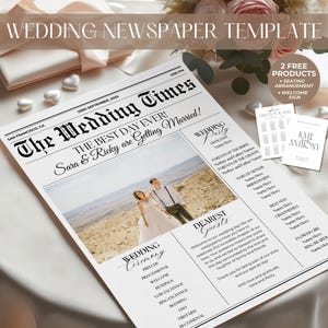 Wedding Newspaper Template Newspaper Wedding Program Template Newspaper Template The Wedding Times Editable Newspaper Program Itinerary