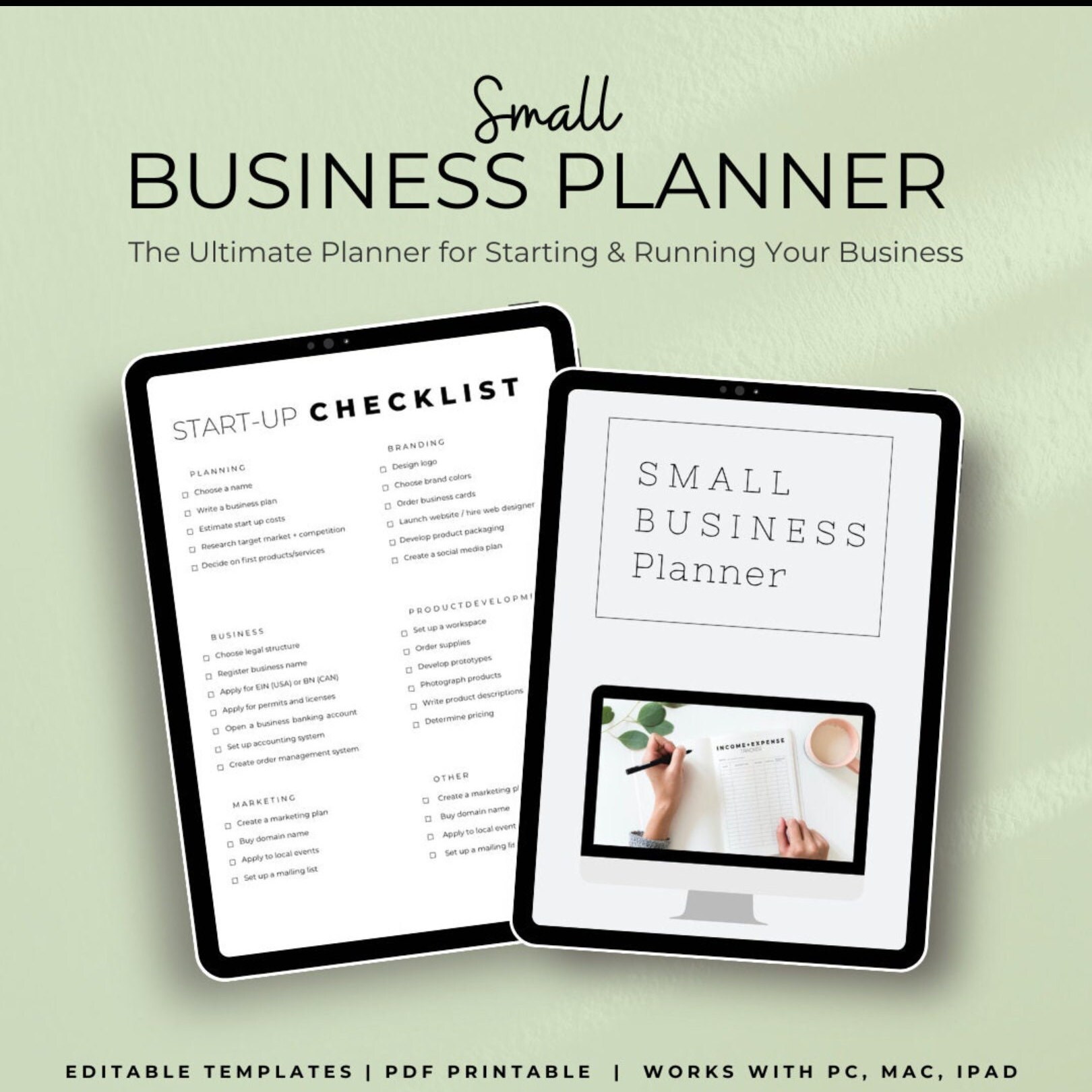 Small Business Planner Editable Canva Template | Business Owner | Store Planner | Sales Planner | Expense Tracker | Income Tracker | New |