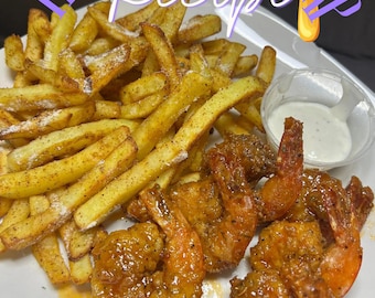 Fried Honey Shrimp Recipe + BONUS Ranch Fries – 5-Page Digital Download | Sweet & Crispy | Instant PDF Recipe