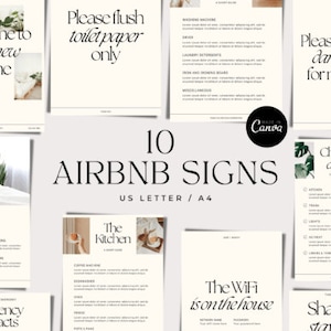 Airbnb Sign Bundle Template, Airbnb Signage, Vacation Rental, Wifi Sign, Airbnb Welcome Book, Checkout List, Airbnb Host, Simple Signs, VRBO