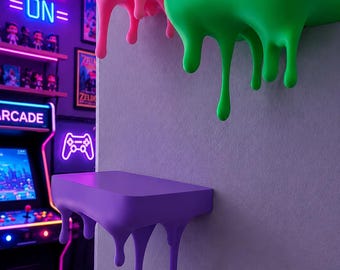 Unique Dripping Wall Shelf, Gothic Alternative Floating Shelf, Gamer Room Shelf Decor, Anime Cartoon, Bedroom Decor Nerdy Decoration Gifts