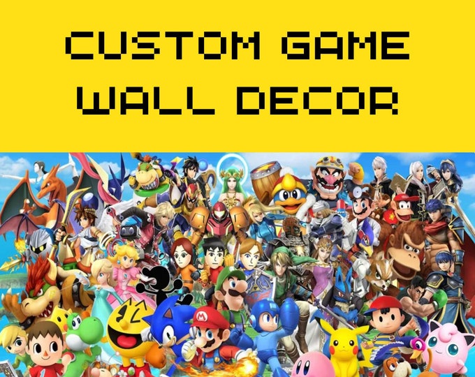 Giant Custom Order Nintendo Wall Decor Large Retro Wall Gameroom Decore for Gamers Nerdy Decor for Arcade Rooms Mancave and Sheshacks Decor