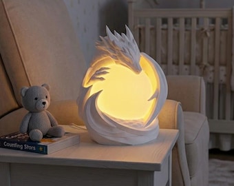 Dragon Born Nightlight Table Lamp 3D Printed Minimalist Fantasy Decor LED Side Table Lamp Unique Gifts For Him For Her White Light