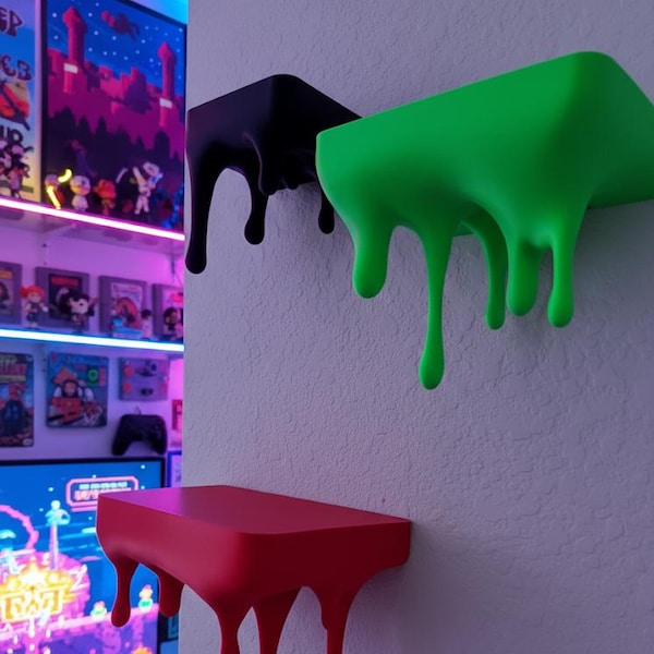 Modern Dripping Wall Shelf, Gothic Alternative Floating Shelf, Gamer Room Shelf Decor, Anime Cartoon Shelf, Bedroom Decor