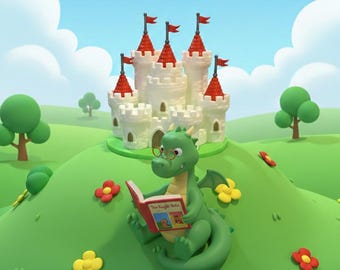 3D Printed Castle Bookend with Removable Flag Bookmarks, Medieval Tower Fortress Book Holder Shelf Desk Fantasy Decor. Storytale book rest