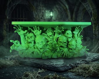 Zombie Shelf Horror Book Nook Shelf 3D Printed  Decor Undead Book Organizer Gothic Home Decor  Halloween Gift  Spooky Shelves Lover Gift