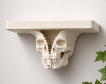 Halloween Horror Floating Wall Shelf Decor Undead Book Organizer Gothic Home Decor  Halloween Gift  Spooky Zipper Skull Decoration