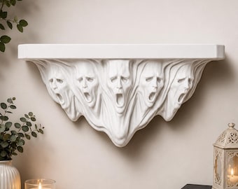 Phantoms Floating Wall Shelf Decor Undead Book Organizer Gothic Home Decor  Halloween Gift  Spooky Book Lover Gift Skull Decoration