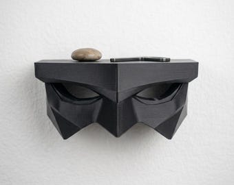 Hero Mask Shelf, Superhero Decorations for Kids Rooms, Gameroom Functional Wall Art, Gamer Comic Book Wall Mount Shelves