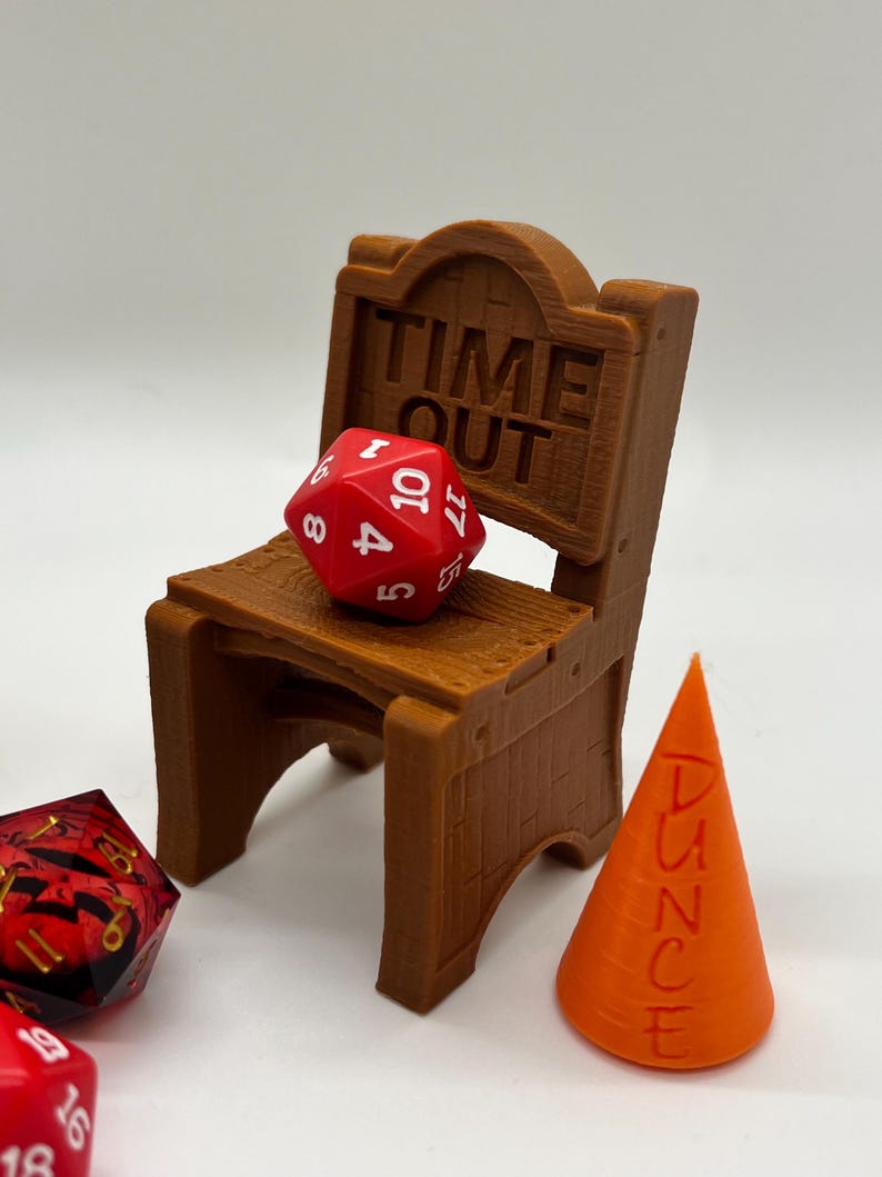 Dice Jail Chair With Dunce Hat 3D Printed in Brown Timeout Dice Jail ...