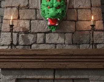 Anime Style Dragon Head Wall Mount | 3D Printed Japanese Inspired Dragon Trophy | Colorful Fantasy Wall Decor | Gamer Room Art | Otaku Gift