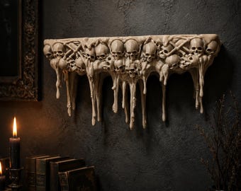Skull and Bones Bookshelf  Horror Book Nook Shelf Decor Undead Book Organizer Gothic Home Decor  Halloween Gift  Spooky Book Lover Gift