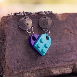 Personalized Heart Lego Engraved Keychains For Couples Gifts for Best Friends Keychain Aniversary Gift Keychain  Genuine Lego Pieces