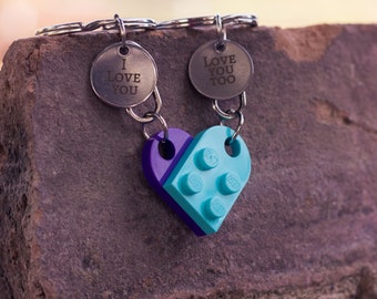 Personalized Heart Lego Engraved Keychains For Couples Gifts for Best Friends Keychain Aniversary Gift Keychain  Genuine Lego Pieces