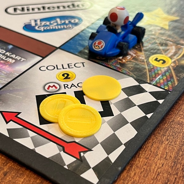 Super Mario Board Game Upgrade Set - 3D Printed Replacement Coins and Bananas for Mario Monopoly, Life, and Piranha Games