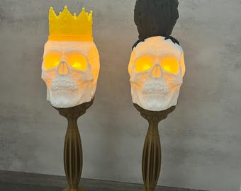 Halloween Skull Candle Holders with LED Tea Light