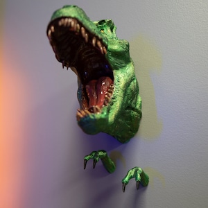 King of Monsters 3D Printed T-Rex Head Headphone Holder - Wall Mountable - Dinasour Decore Tyrannosaurus Rex Enthusiasts Gifts for Kids