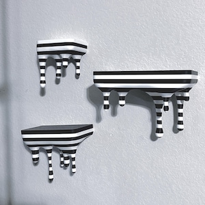 Gothic vibe Decor Floating Shelf, Emo Dripping Wall Shelf,  Game Room Shelf Decor, Anime Cartoon Shelf, Black and White Nerdy Decorations