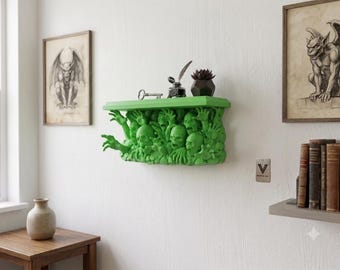 Zombie Bookshelf 3D Printed Horror Book Nook Shelf Decor Undead Book Organizer Gothic Home Decor  Halloween Gift  Spooky Book Lover Gift