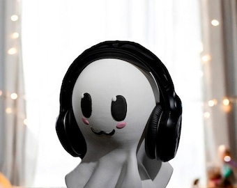 Kawaii Ghost Headphone Stand - Adorable and Functional 3D Printed Design! Headphone Holder Desk Decore Gaming Accessories Gifts for Friends
