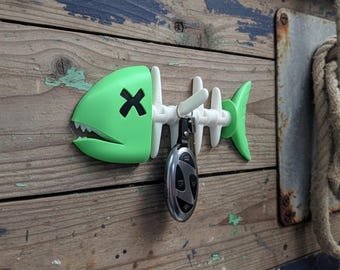 Funny Dead Fish Key Holder | 3D Printed Fish Bone Wall Hook | Fishing Gift for Men | Beach House Entryway Decor | Unique Key Rack Organizer