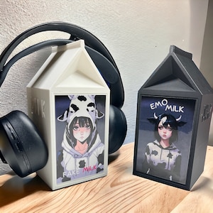 Milk Carton Headphones Stand - Desk Decore - Funny Decore Cute Gag Gifts for Gamers Gifts for Friends Pro Gamers