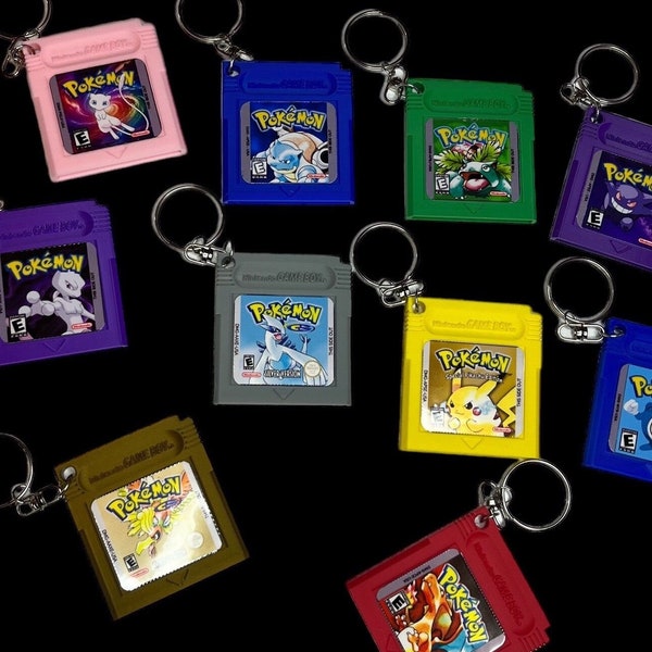 3D Printed Pokémon Gameboy Cartridge Replica Keychains Poké Gameboy Keychain Gift Accessories Ready to Ship Gift Idea for Gamers and Fans