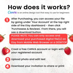 Editable Strawberry Berry sweet birthday invitation Video, Printable Berry First Invite with photo, Strawberry 1st birthday party invites, Digital Download, Instant Download
