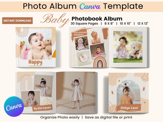 Baby Photo Album, Digital Photo Book Template for Photography