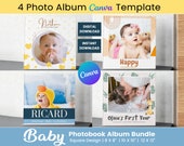 4 Baby Photo Album Templates, Baby Memory Book, Photo Album Template, Photobook Design Canva, Printable First Year Gift, Scrapbook Page