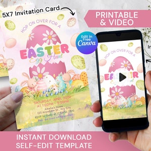 Easter egg Hunt Invitation, Easter Bunny Invite, Easter party digital invite, Easter Egg Hunt Phone Invitation Video, Easter Egg Invite