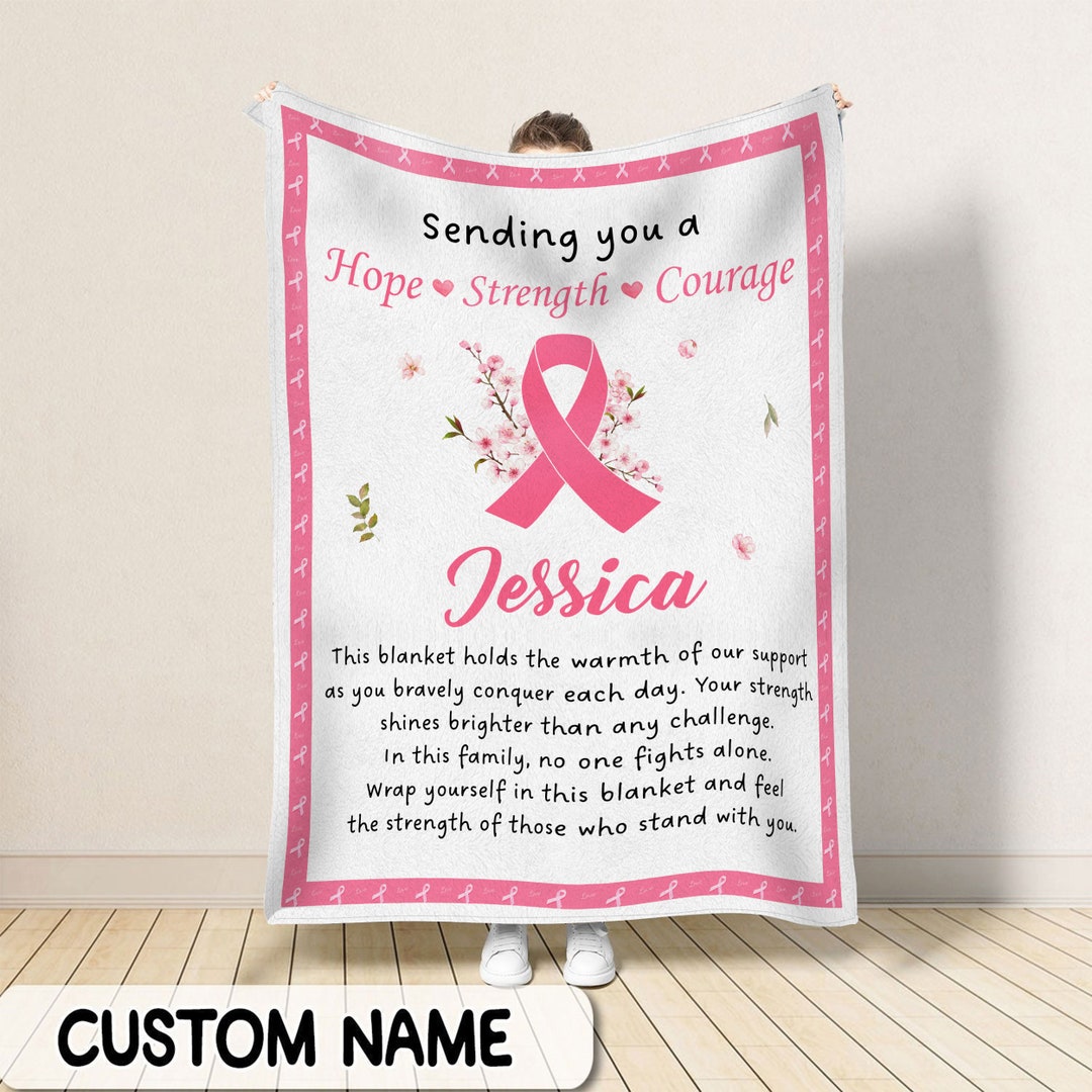 Personalized Name Breast Cancer Fleece Blanket Custom Blanket Etsy