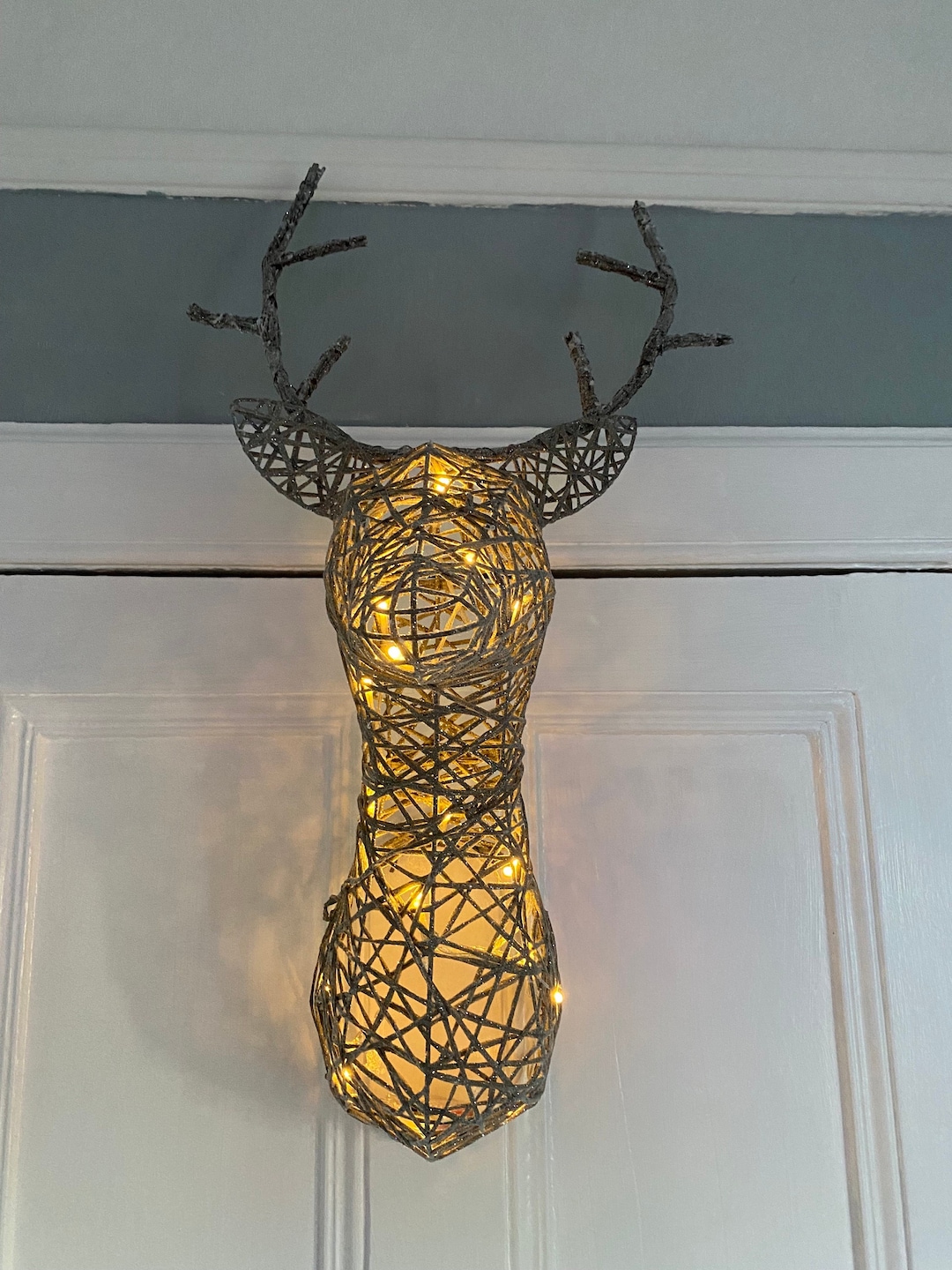 Christmas Reindeer Light Ornament Stags Head Wall Hanging Etsy UK