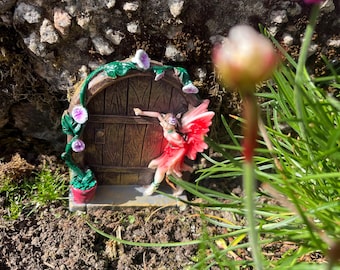 1pc Fairy Doors Enchanted Pixie Tree Decoration Fairy Garden Ornament Magical Small Pink 10cm