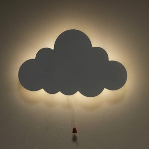 Wooden Cloud Night Kids Light LED Stop Pull Cord Sky Lighting Battery Powered Nursery Baby Lamp