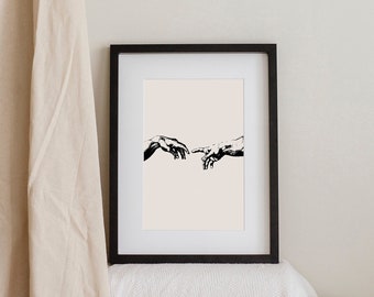 U bent gekozen, de schepping van Adam DIGITALE DOWNLOAD Jesus Art, Bijbelse minimalistische kunst