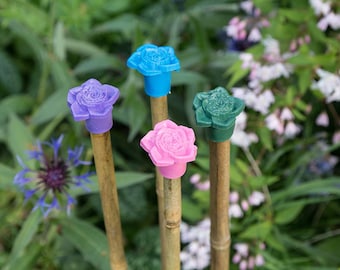 24 Rose Detail Garden Cane Topper. Various Colours. Protect yourself from cane tops whilst adding colour.