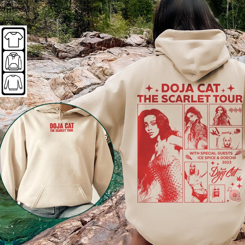 Discover Doja Cat Rap Shirt Double Sided, The Scarlet Tour 2023 Vintage 90s Y2K Style, Ice Spice Doechii 2023 Bootleg Gift For Fan Rap2706VL