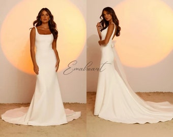 Mermaid Square Neck Sleeveless Open Back Court Train Charming Styles For Women Wedding Dresses