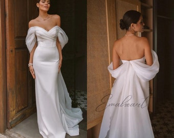 Elegant Formal Bridal Gowns Off-The-Shoulder Sweetheart Sheath Mermaid Wedding Dresses