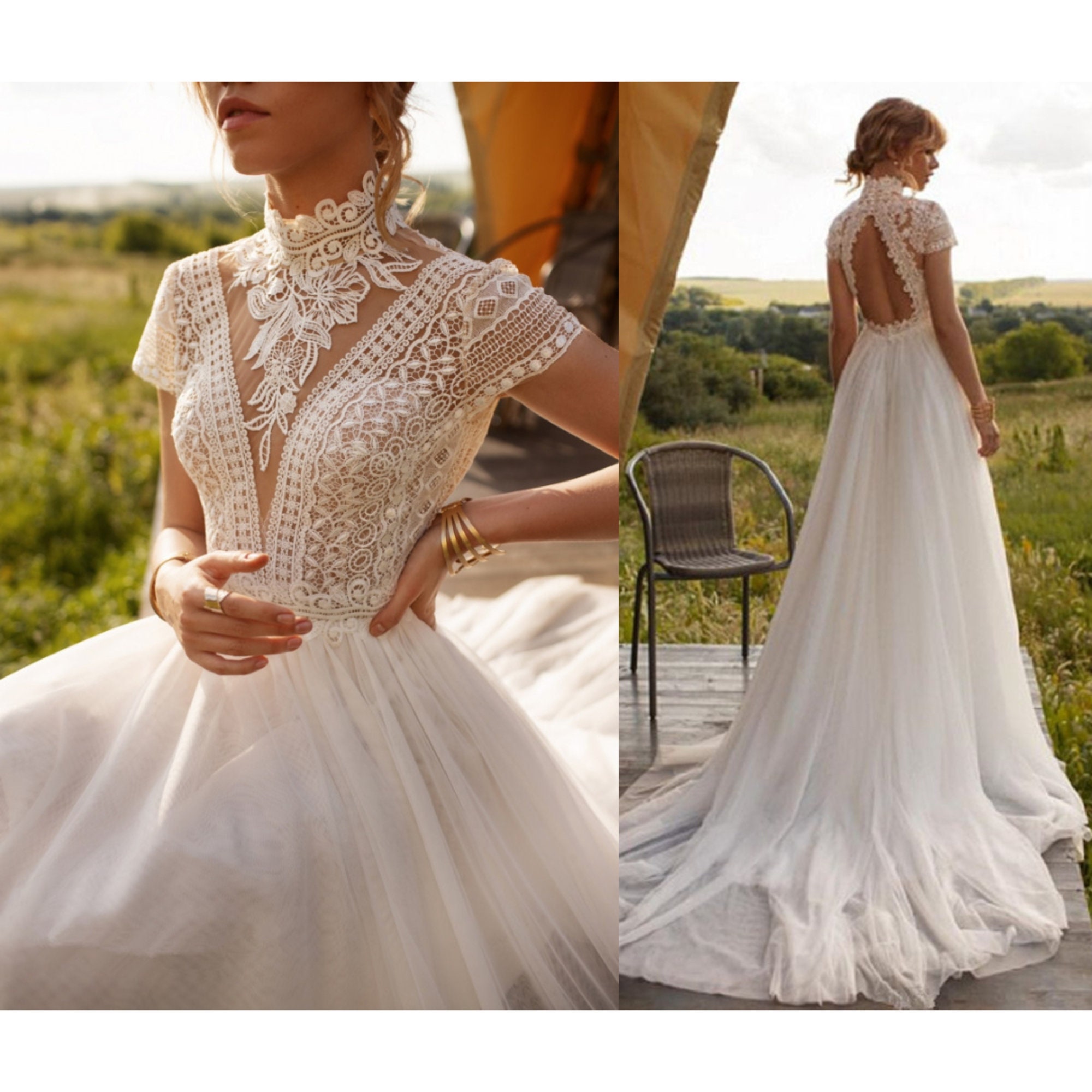 A Line Wedding Dress Lace 